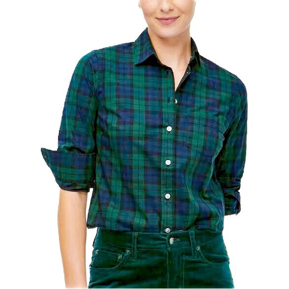 NEW!! J. Crew Blue/Green/Black Tartan Plaid Long Sleeve Button-up Shirt XXSP - Picture 3 of 10